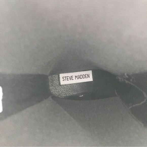 STEVE MADDEN Hesitant Black Leather Platform Boot Midi Green Lug Sole Size 6 New - Picture 12 of 15